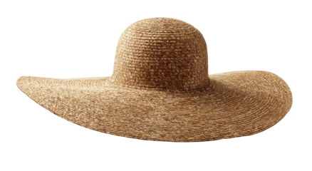 Wide-brimmed straw sun hat, light beige