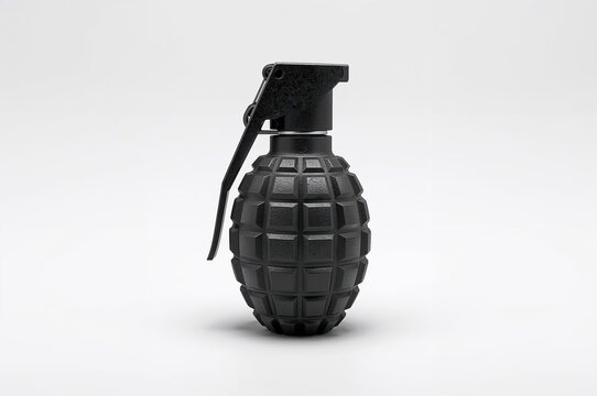 M67 type hand grenade isolated on a white backdrop