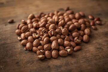 Hazelnuts Spread on a Vintage Wooden Surface