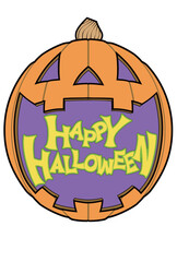 口の中にハッピーハロウィンの文字が入ったジャックオーランタン