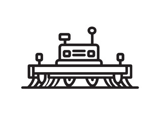 Agricultural Soil Tiller Icon in Elegant Minimalist Technical Vector Artwork