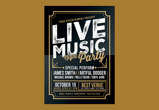 Live Music Typography Poster Flyer