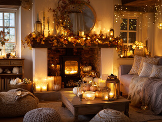 Cozy Living Room on Thanksgiving Evening