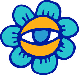Hand-drawn Mexican Flower Eye Decorative Element