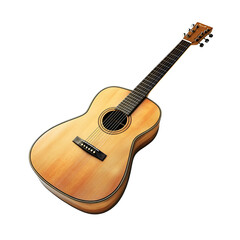 Fototapeta premium Acoustic Guitar Musical Instrument Stringed Fretted Equipment for Performance on Transparent Backdrop