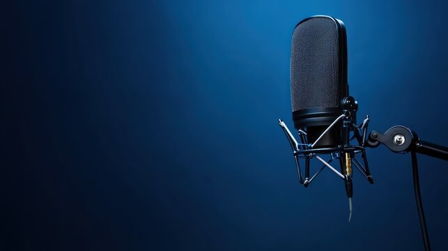 Studio microphone on blue background