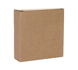 Thin kraft cardboard box, isolated on transparent background. Minimal, eco-friendly packaging concept, versatile for storage, gifts, shipping, and product presentation