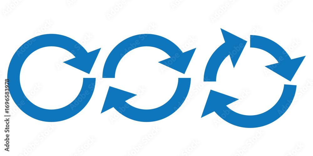Canvas Prints blue circle arrows icon set. round reload sign, repeat icon, rotate arrow symbol, arrow pictogram, r