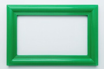 Isolated green plastic picture frame on a white backdrop