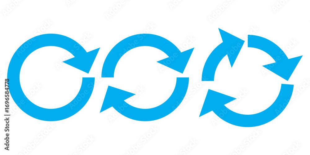 Canvas Prints blue circle arrows icon set. round reload sign, repeat icon, rotate arrow symbol, arrow pictogram, r