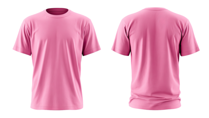 Front and back view of a plain, light pink t-shirt