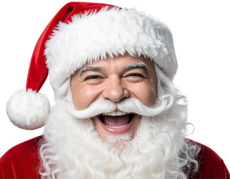Cartoon Santa Claus Face Emoji with Winking Eye, Transparent PNG