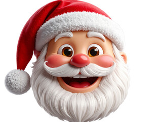 3D Render Santa Claus Emoji with Glossy Finish, Transparent PNG