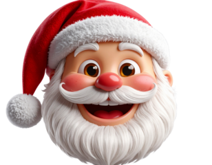 3D Render Santa Claus Emoji with Glossy Finish, Transparent PNG
