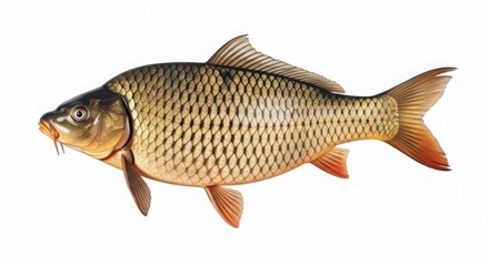 Fototapeta premium A common carp fish isolated on white background