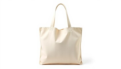 A sturdy canvas tote bag, light beige, isolated on white background, white background, isolated