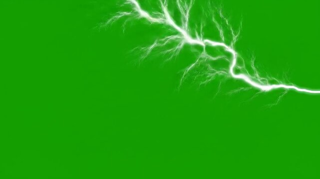 Lightning Strike Animation on Green Screen Background