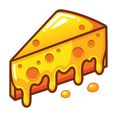 Hard porous cheese big head and sliced piece vector illustration