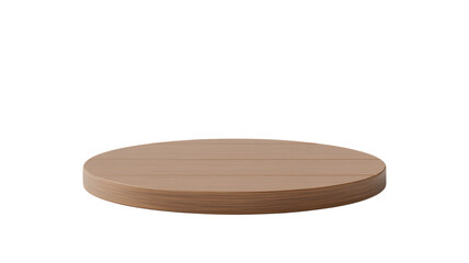 Round wooden podium or display stand against a black background