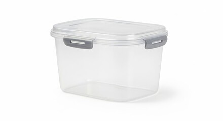 Clear airtight food storage container with locking lids isolated on white background