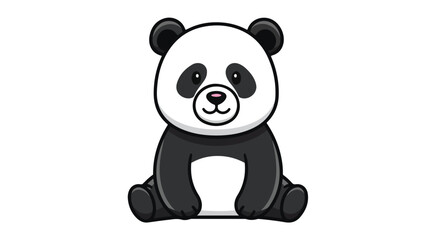 Fototapeta premium Adorable Cartoon Panda Character Sitting on a White Background, Perfect for Children's Designs and Illustrations
