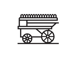 Classic Threshing Machine Farming Icon in Simple Minimal Line Vector Style