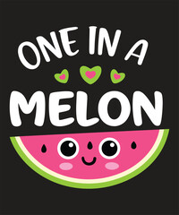 One in a Melon Cute Watermelon Funny Graphic T-Shirt