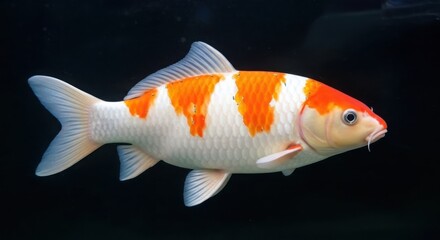 Orange and white koi fish isolated on white background