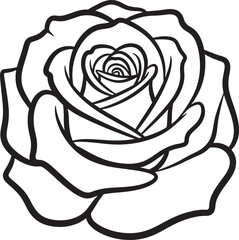 Elegant Rose Flower Outline Illustration for Coloring Books and Creative Design Projects