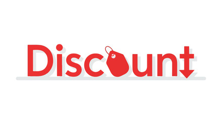 Enticing promotional visual featuring vibrant red discount text with a downward pointing arrow emphasis on markdown and savings