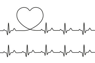 Stylized ECG line with heart shape element, blending medical symbolism and emotional design. Ideal for health, cardiology, or wellness themes.