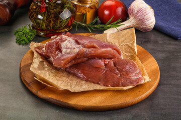 Raw uncooked turkey thigh fillet