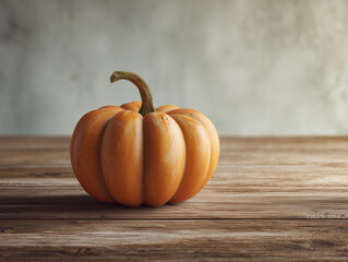 Single Pumpkin on Wooden Table