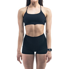 Fototapeta premium athletic female body on a transparent background, fitness woman, athletic girl torso