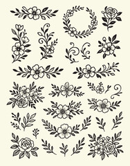 Elegant Floral Ornament Collection – Wedding Invitation & Thank You Card Elements