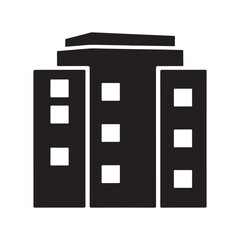 Black Silhouette Icon of a Modern Office Building