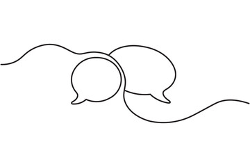 Minimal line art illustration of speech bubbles on white background, perfect for chat, messaging, and communication concepts