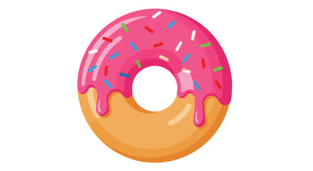 Delightful Doughnut Illustration with Pink Frosting and Colorful Sprinkles on a White Background ready to make your day sweet and happy