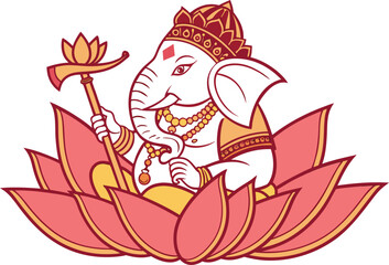 Realistic Lord Ganesha Illustration Artwork. Beautiful Lord Ganesha Creative Illustration Design. Lord Ganesha Festival Realistic Illustration Artwork. Decorative Lord Ganesha Artistic Illustration