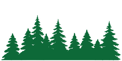 Silhouette of Forest of Christmas fir trees vector icon set illustration isolated on white background. pine tree forest silhouette vector illustration, Fir trees icon set. set of forest trees. vector  © Hike Studio 786