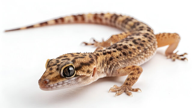 House gecko isolated on white background, Hemidactylus turcicus