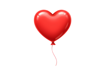 Red HeartShaped Balloon on Black Background isolated on transparent background