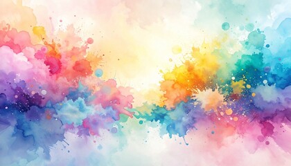Fototapeta premium Fluid and dynamic abstract art featuring a vibrant explosion of rainbow watercolor ink, a beautiful and colorful textured background