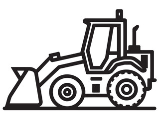 Heavy Tractor Loader Bucket Icon in Sleek Agricultural Minimalist Vector Illustration Style