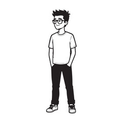 A Handsome Man Silhouette Black and White Vector Image Illustration for Modern Art and Digital Design