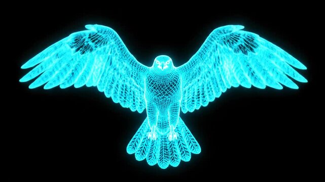 Digital Eagle: Futuristic Wireframe Bird
