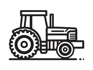 Agricultural Tractor Powered Equipment Icon in Sleek Minimal Line Vector Illustration Style