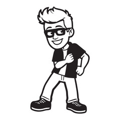 A Handsome Man Silhouette Black and White Vector Image Illustration for Modern Art and Digital Design