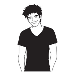 A Handsome Man Silhouette Black and White Vector Image Illustration for Modern Art and Digital Design