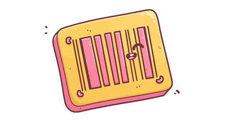 Cute barcode cartoon illustration vector graphic design symbol business commerce product price scan information on transparent background